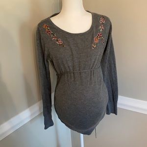 Grey long sleeve maternity top